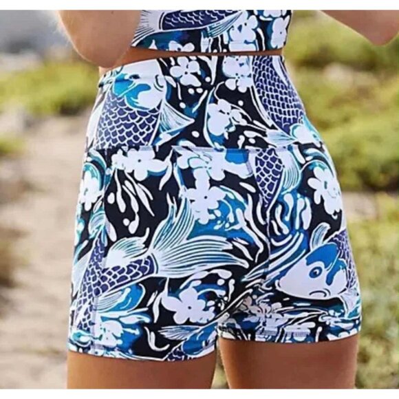 Free People Movement Koi Fish High-Waisted Bike Shorts | Size M | Ocean-Inspired - Picture 5 of 5